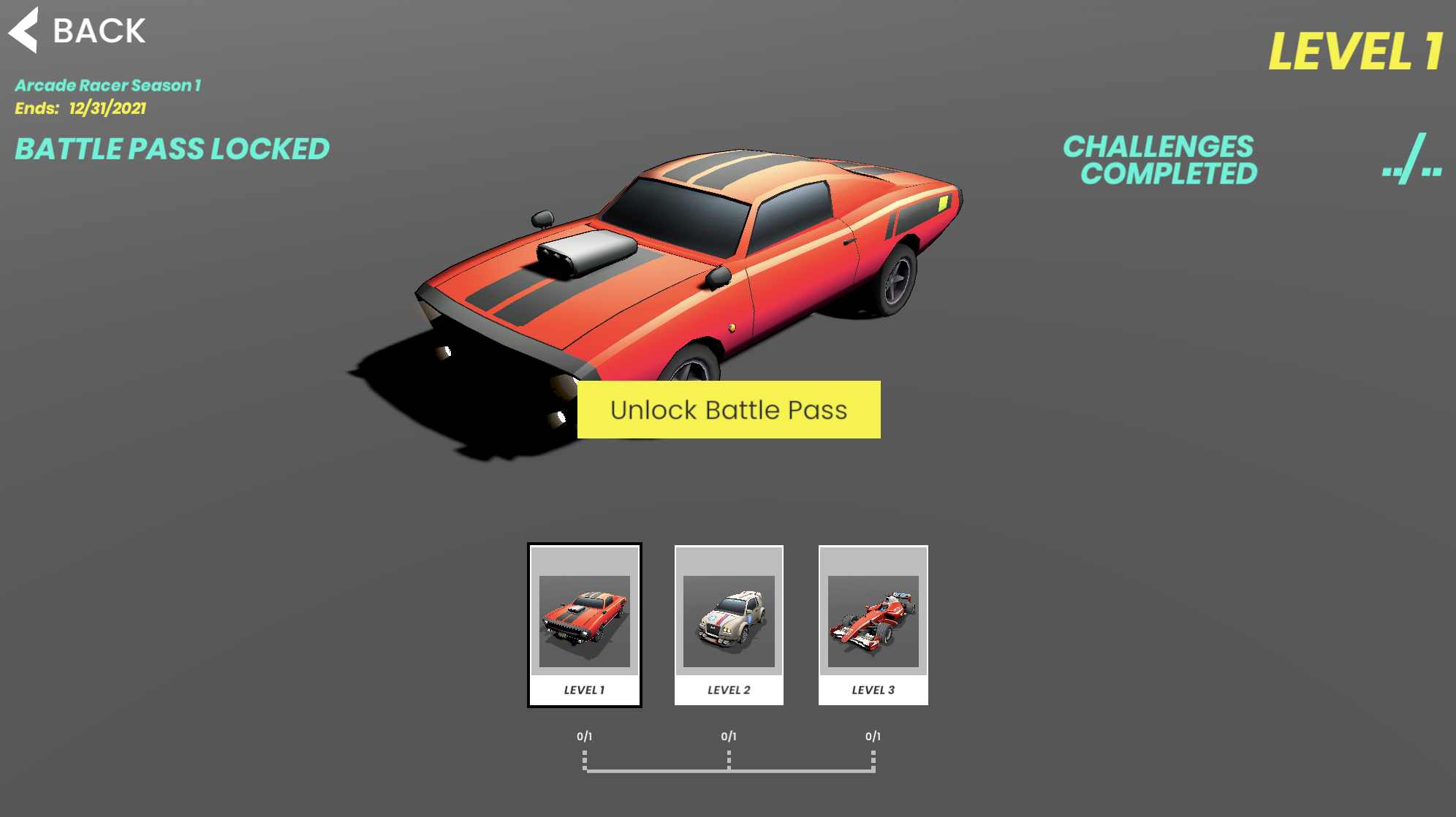 Battle Pass implementation of Arcade Racer